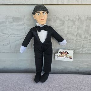 VTG Play By Play The 3 Stooges Moe Vinyl Plush Doll 10" Tuxedo Black Tie 1999